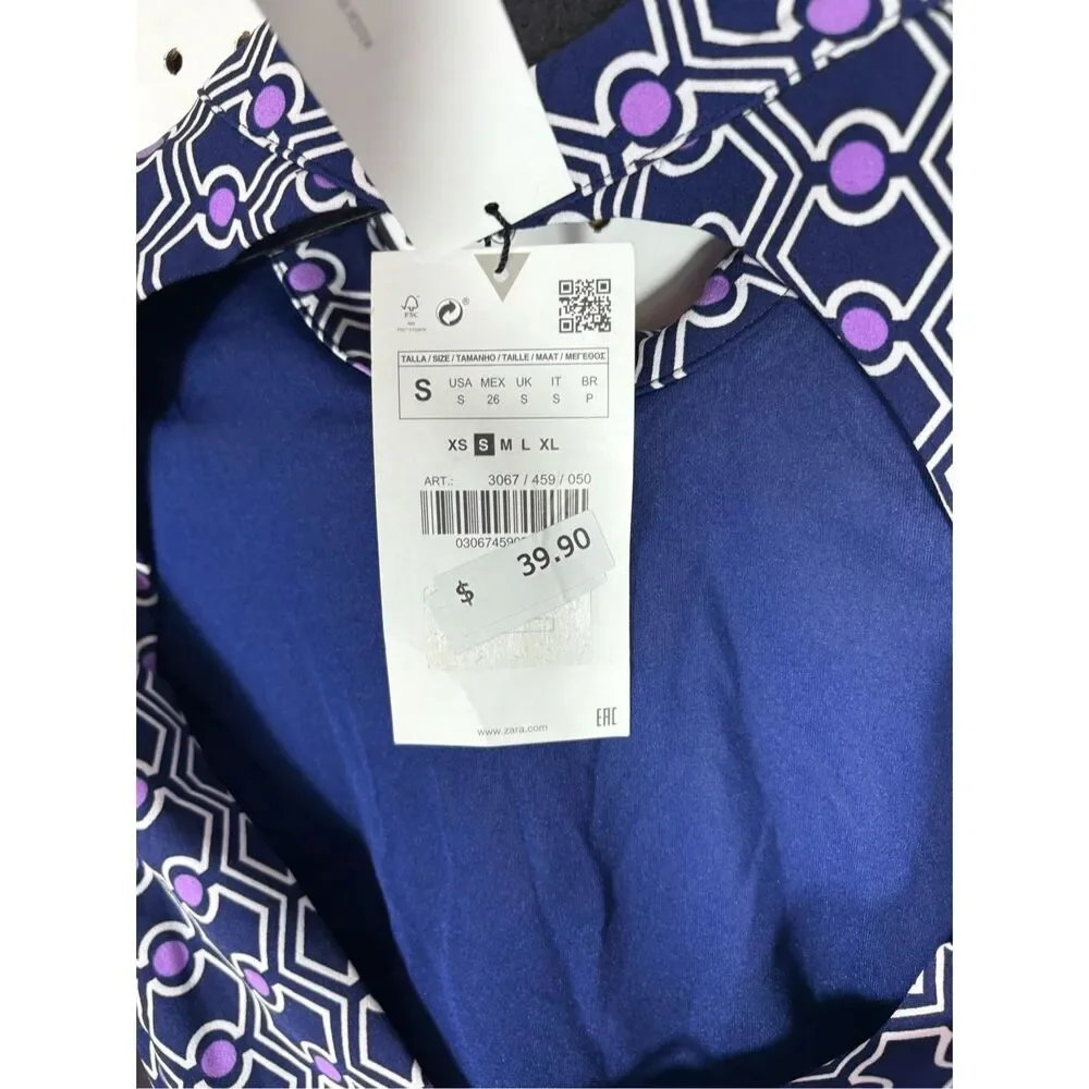 Zara geometric print crop open back top size S